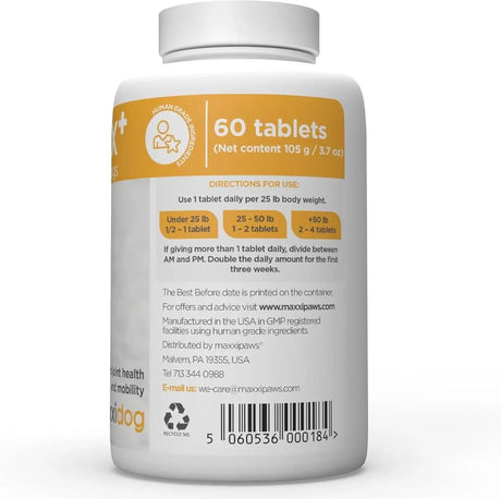 MAXXIPAWS - maxxipaws maxxiflex+ Hip & Joint Supplement for Dogs 60 Tabletas - The Red Vitamin MX - Cuidado De Cadera Y Articulaciones Para Perros - {{ shop.shopifyCountryName }}