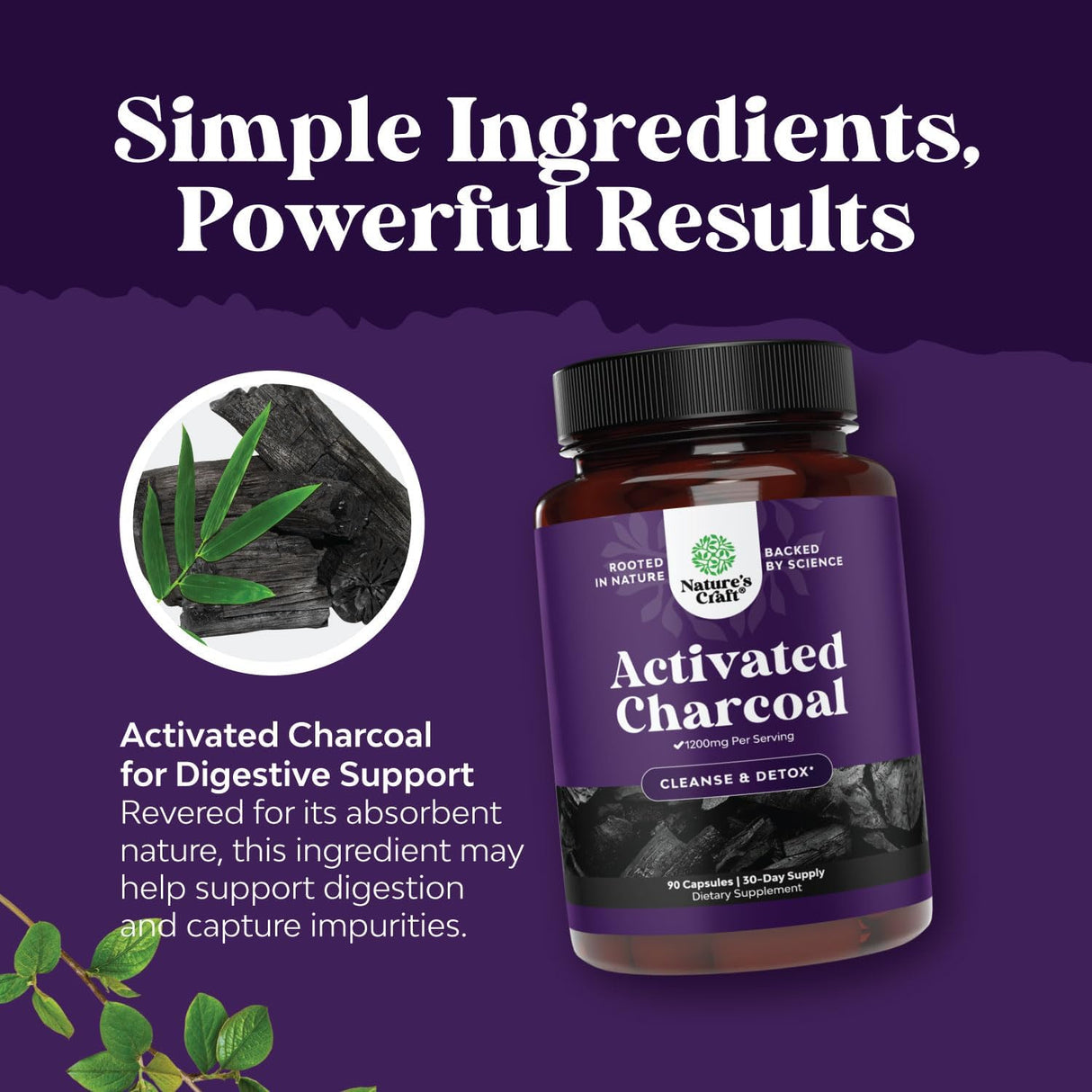 Natures Craft Cleanse and Detox Activated Charcoal 90 Capsulas