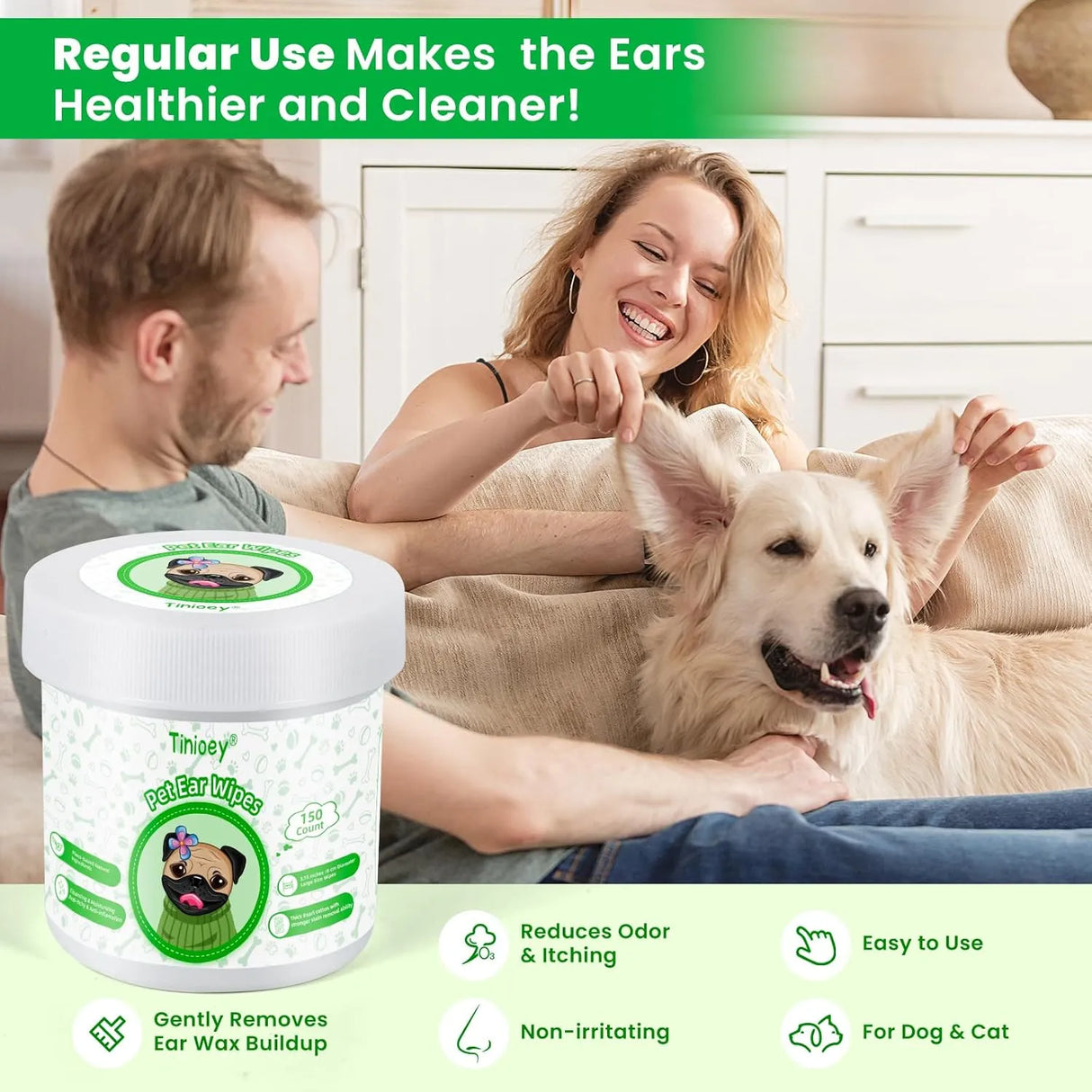 TINIOEY - Tinioey Dog Ear Wipes for Dogs 150 Toallitas - The Red Vitamin MX - Cuidado Del Oído De Perros - {{ shop.shopifyCountryName }}