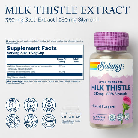 Solaray Milk Thistle Seed Extract 350Mg. 60 Capsulas - The Red Vitamin MX - Suplementos Alimenticios - SOLARAY