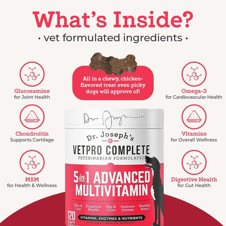 DR. JOSEPH'S - Dr. Joseph's VetPro Complete Multivitamin Dog 120 Masticables - The Red Vitamin MX - Multivitamínicos Para Perros - {{ shop.shopifyCountryName }}