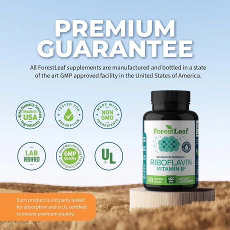 FOREST LEAF - ForestLeaf Vitamin B2 Riboflavin 400Mg. 90 Capsulas - The Red Vitamin MX - Suplementos Alimenticios - {{ shop.shopifyCountryName }}