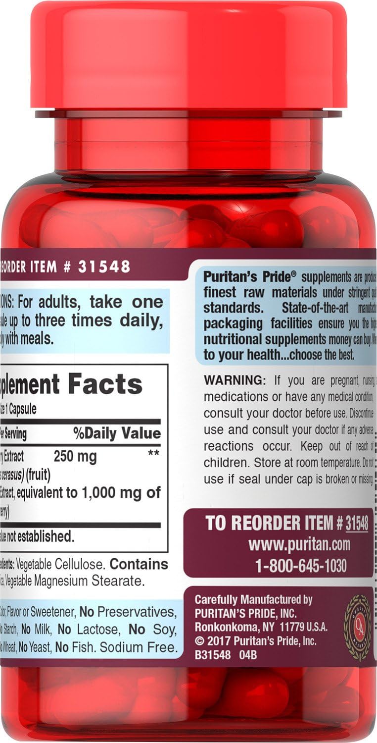 PURITAN'S PRIDE - Puritan's Pride Tart Cherry Extract 1000Mg. 60 Capsulas - The Red Vitamin MX - Suplementos Alimenticios - {{ shop.shopifyCountryName }}