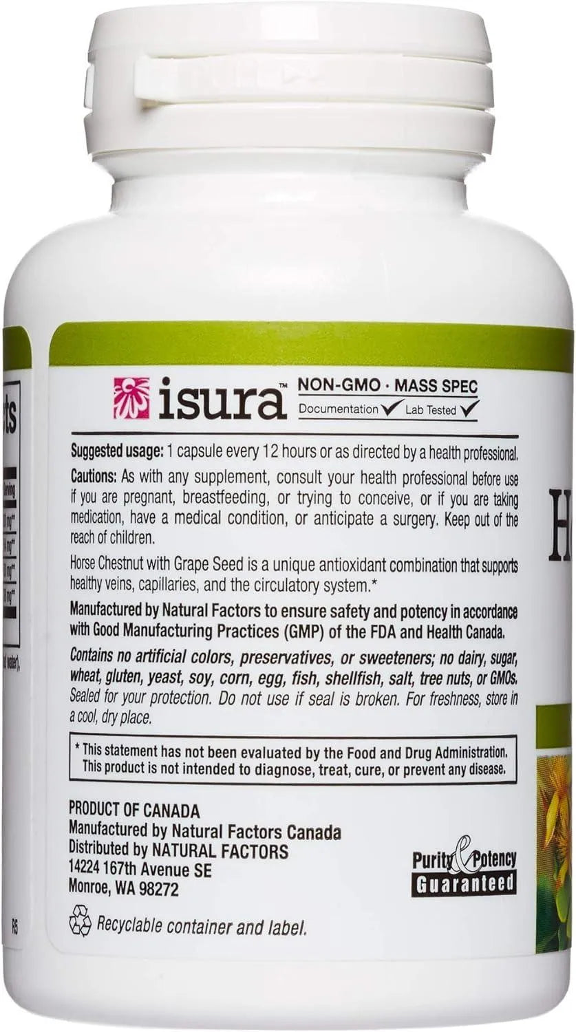 NATURAL FACTORS - HerbalFactors by Natural Factors Horse Chestnut 60 Capsulas - The Red Vitamin MX - Suplementos Alimenticios - {{ shop.shopifyCountryName }}