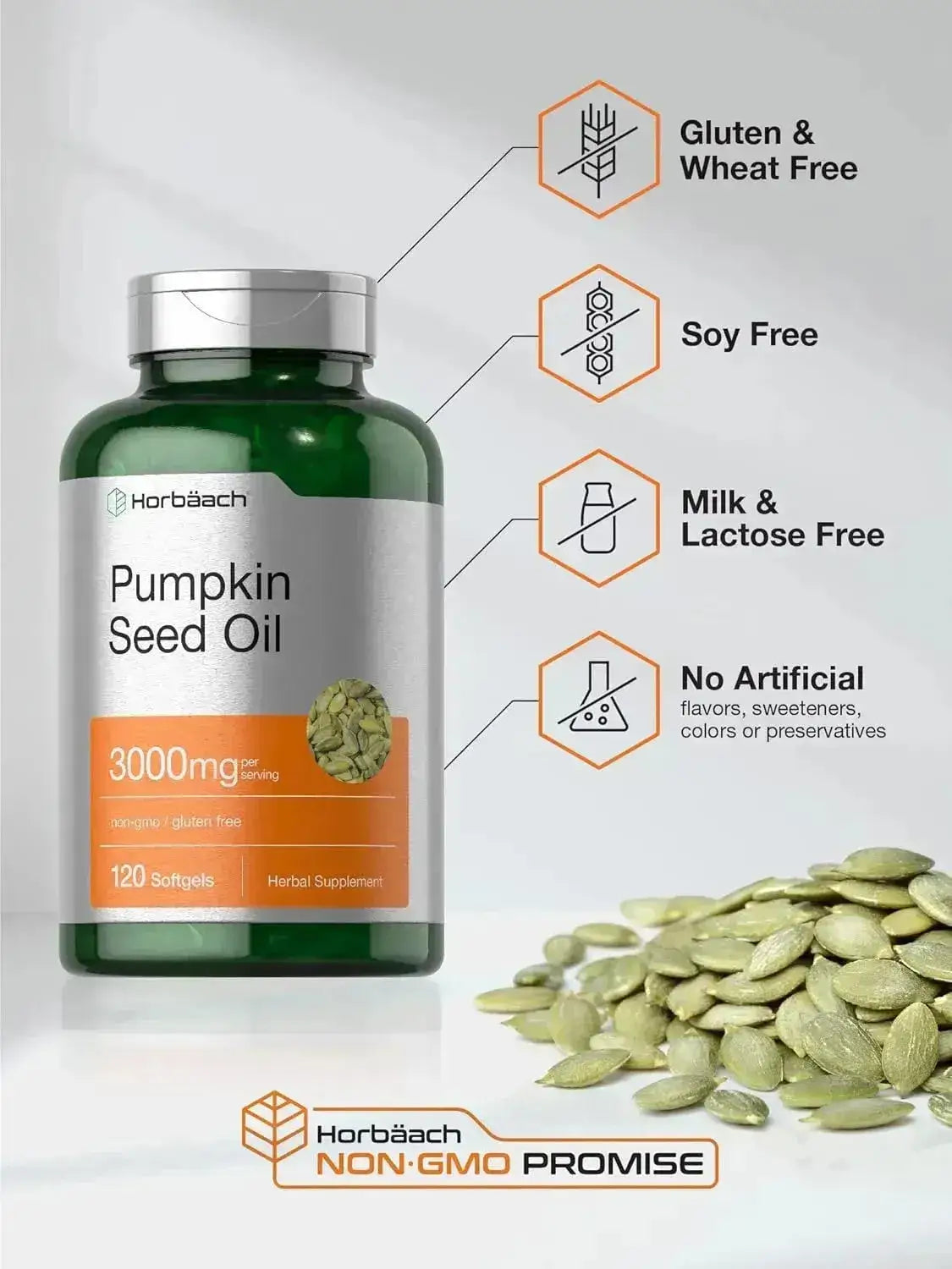 HORBAACH - Horbaach Pumpkin Seed Oil 3000Mg. 120 Capsulas Blandas - The Red Vitamin MX - Suplementos Alimenticios - {{ shop.shopifyCountryName }}