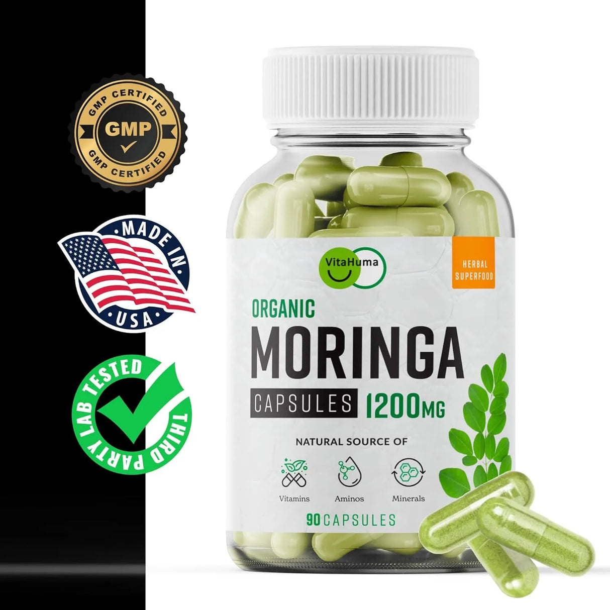 VITAHUMA - VitaHuma Organic Moringa 1200Mg. 90 Capsulas - The Red Vitamin MX - Suplementos Alimenticios - {{ shop.shopifyCountryName }}