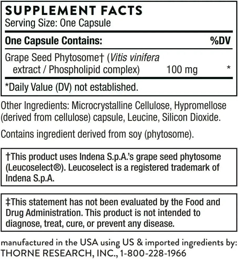 THORNE RESEARCH - THORNE Grape Seed Extract 60 Capsulas - The Red Vitamin MX - Suplementos Alimenticios - {{ shop.shopifyCountryName }}