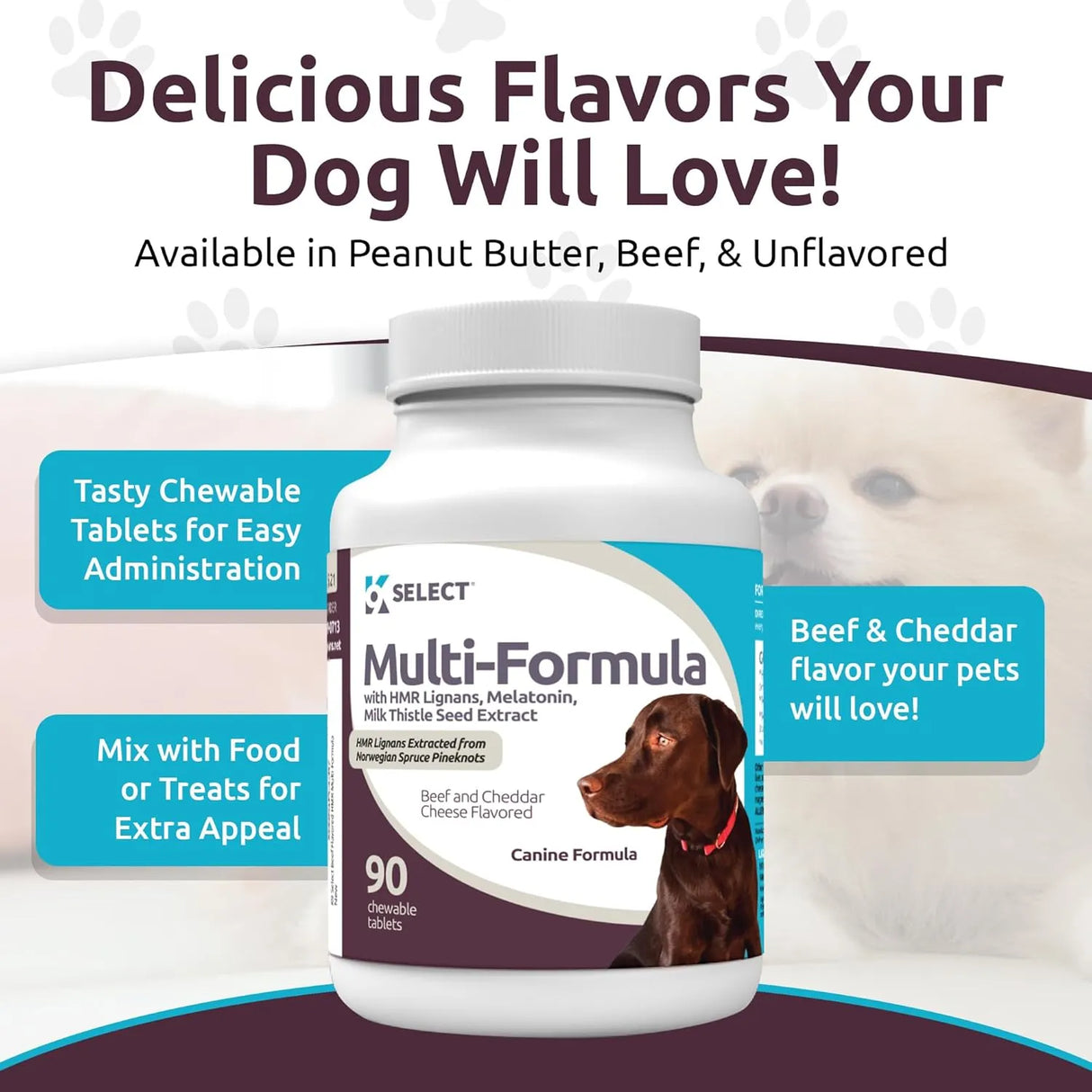 K9 SELECT - K9 Select Multi-Formula Dog Vitamins for Large Dogs Beef Flavor 90 Tabletas - The Red Vitamin MX - Multivitamínicos Para Perros - {{ shop.shopifyCountryName }}