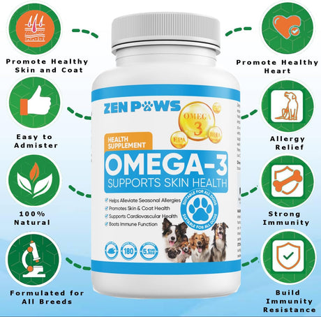ZENPAWS - Zenpaws Omega 3 Fish Oil for Dogs 180 Tabletas Masticables - The Red Vitamin MX - Aceite De Pescado Para Perros - {{ shop.shopifyCountryName }}
