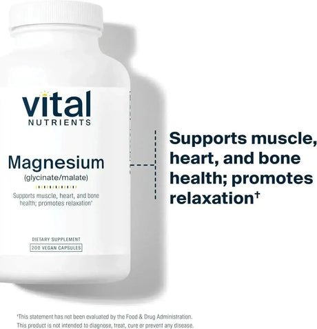 VITAL NUTRIENTS - Vital Nutrients Magnesium Glycinate + Malate 200 Capsulas - The Red Vitamin MX - Suplementos Alimenticios - {{ shop.shopifyCountryName }}