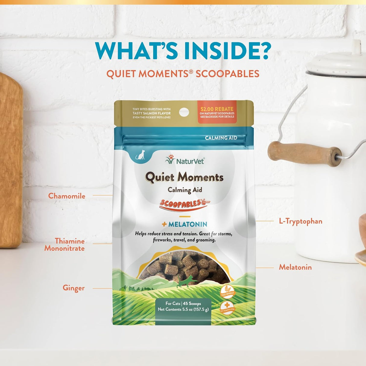 NaturVet Scoopables Quiet Moments Cat Calming Aid Salmon Flavored 157Gr.