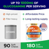 GOODGROWLIES Glucosamine for Dogs Hip & Joint Supplement 180 Masticables