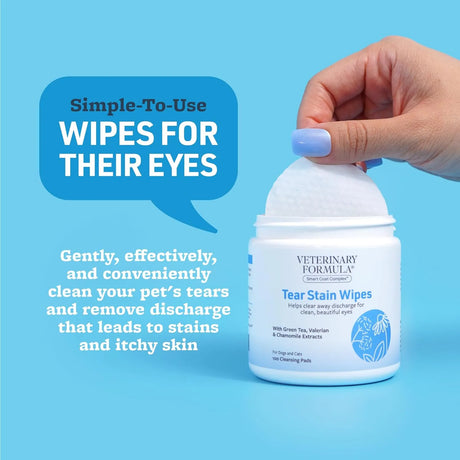 VETERINARY FORMULA - Veterinary Formula Smart Coat Complex Tear Stain Wipes for Dogs & Cats 100 Toallitas - The Red Vitamin MX - Cuidado De Los Ojos De Los Perros - {{ shop.shopifyCountryName }}