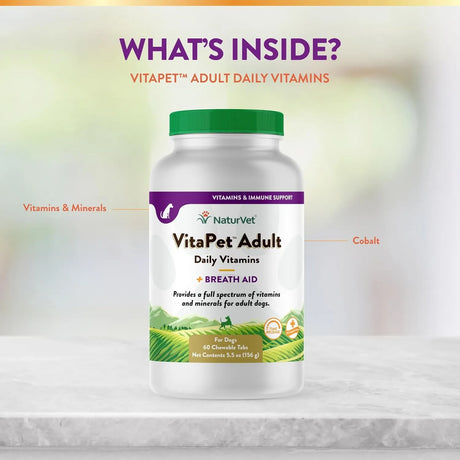 NATURVET - NaturVet VitaPet Adult Daily Vitamins for Dogs 60 Tabletas Masticables - The Red Vitamin MX - Multivitamínicos Para Perros - {{ shop.shopifyCountryName }}