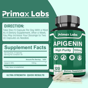 PRIMAX LABS - Primax Labs Apigenin 100Mg. 120 Capsulas - The Red Vitamin MX - Suplementos Alimenticios - {{ shop.shopifyCountryName }}