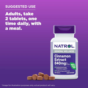 NATROL - Natrol Cinnamon Extract 1000Mg. 80 Tabletas - The Red Vitamin MX - Suplementos Alimenticios - {{ shop.shopifyCountryName }}