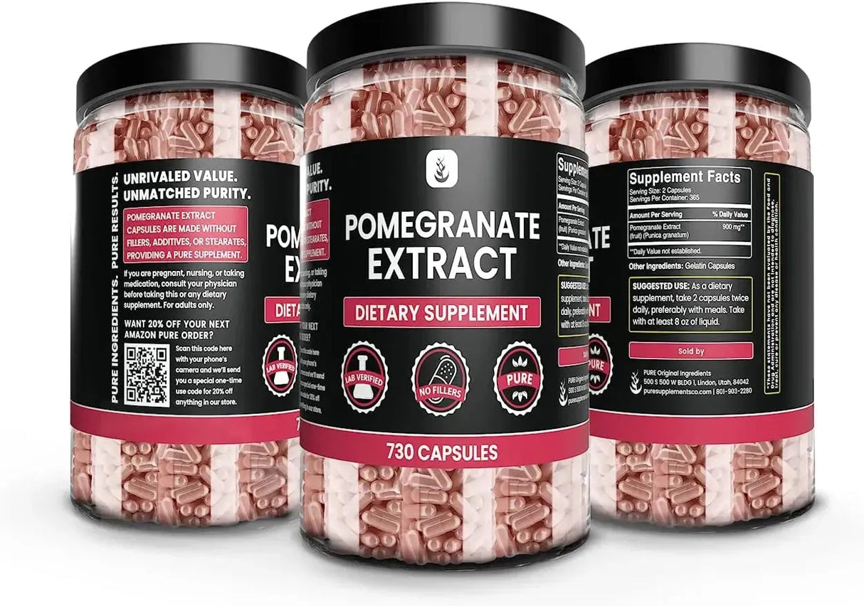 PURE ORIGINAL INGREDIENTS - Pure Original Ingredients Pomegranate Extract 730 Capsulas - The Red Vitamin MX - Suplementos Alimenticios - {{ shop.shopifyCountryName }}