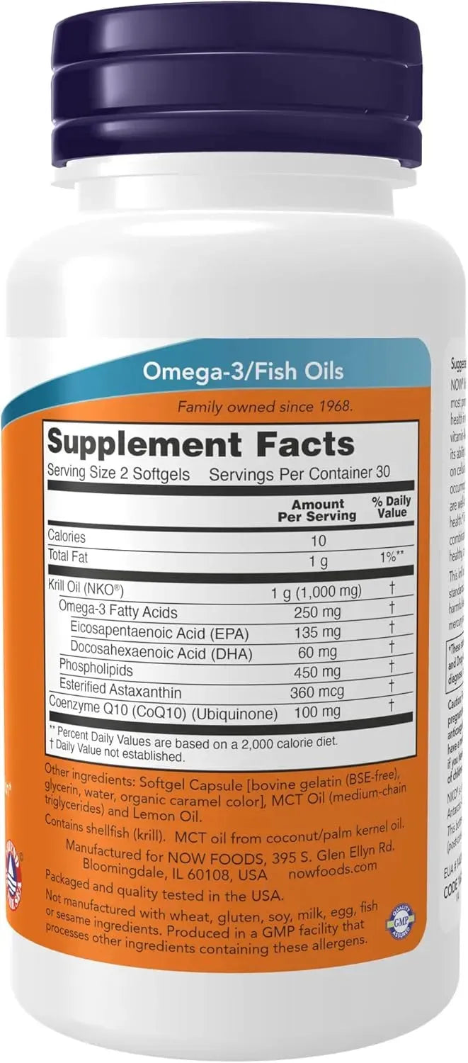 NOW SUPPLEMENTS - NOW Supplements Krill & CoQ10 60 Capsulas Blandas - The Red Vitamin MX - Suplementos Alimenticios - {{ shop.shopifyCountryName }}