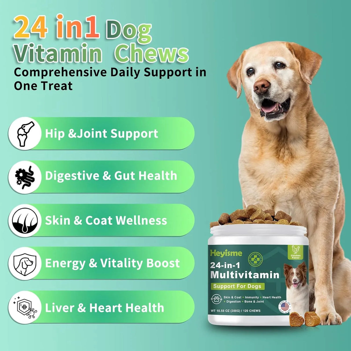 HEYISME - HEYISME Dog Multivitamin 120 Masticables - The Red Vitamin MX - Multivitamínicos Para Perros - {{ shop.shopifyCountryName }}
