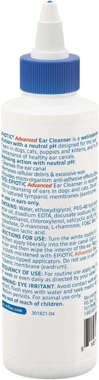 VIRBAC - Virbac Epi-Otic Advanced Ear Cleanser For Dogs and Cats 4 Fl.Oz. - The Red Vitamin MX - Cuidado Del Oído De Perros - {{ shop.shopifyCountryName }}
