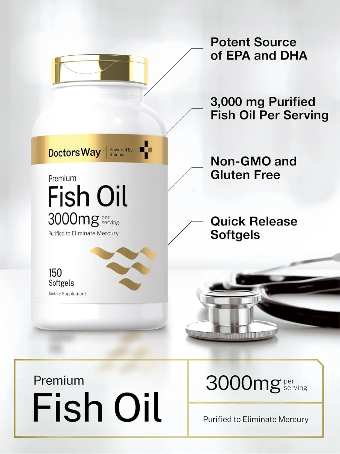 DOCTOR'S WAY - Doctor's Way Fish Oil 3000Mg. 150 Capsulas Blandas - The Red Vitamin MX - Suplementos Alimenticios - {{ shop.shopifyCountryName }}