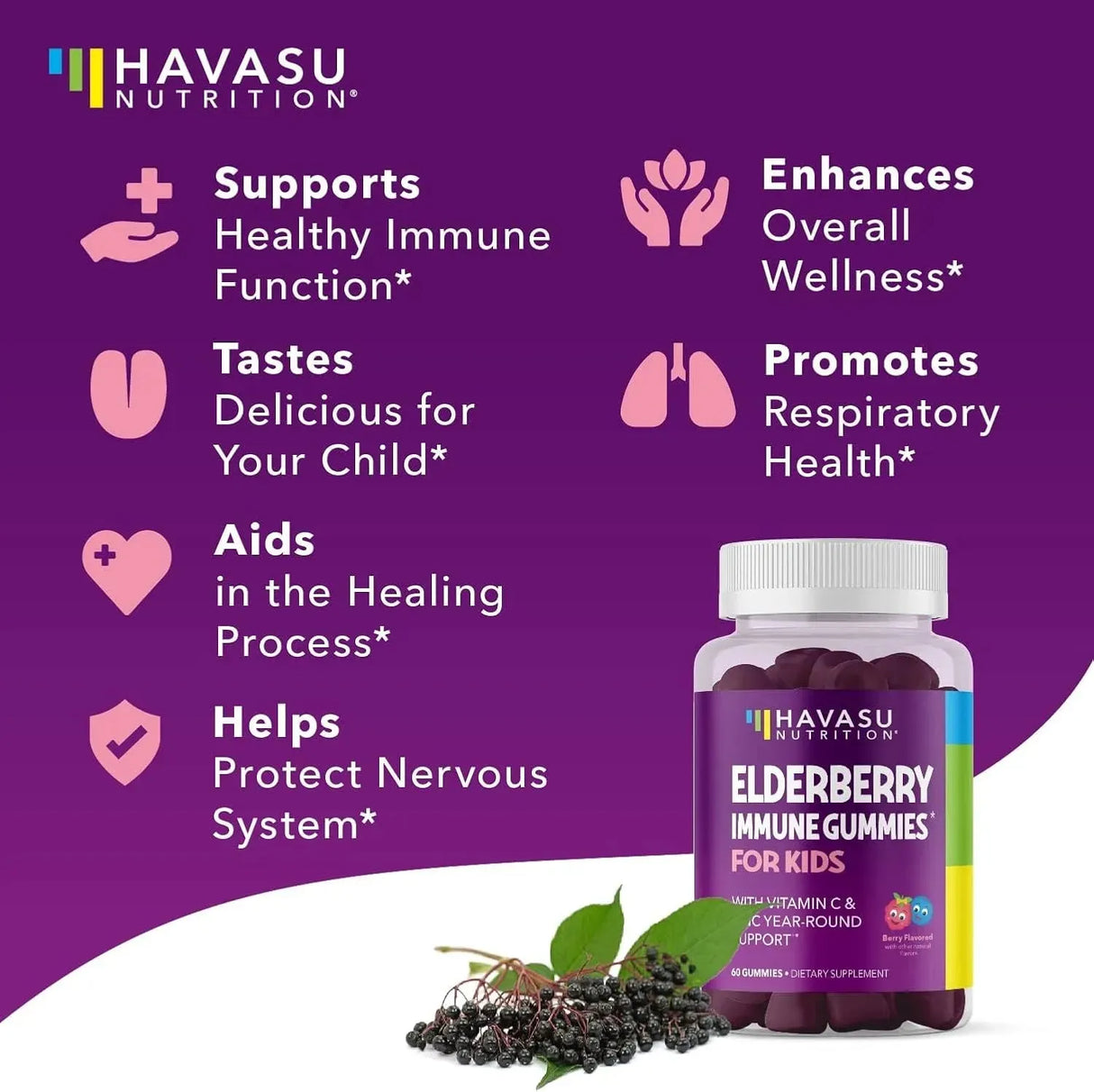 HAVASU NUTRITION - HAVASU NUTRITION Elderberry Gummies for Kids with Zinc and Vitamin C 60 Gomitas - The Red Vitamin MX - Suplementos Alimenticios - {{ shop.shopifyCountryName }}