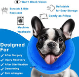 Infisu Soft Dog Cone Collar Inflatable BLUE MEDIUM 8"-12"