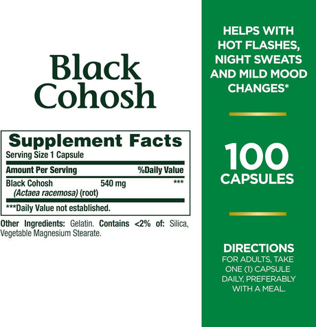 Nature's Bounty Black Cohosh Root 540Mg. 100 Capsulas