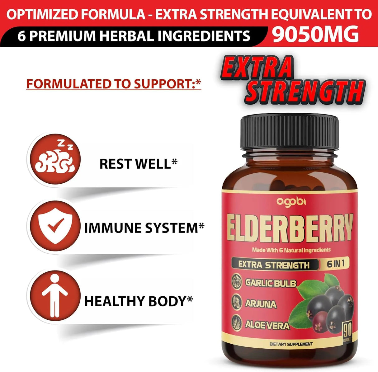 AGOBI - agobi Maximum Strength Elderberry 90 Capsulas - The Red Vitamin MX - Suplementos Alimenticios - {{ shop.shopifyCountryName }}