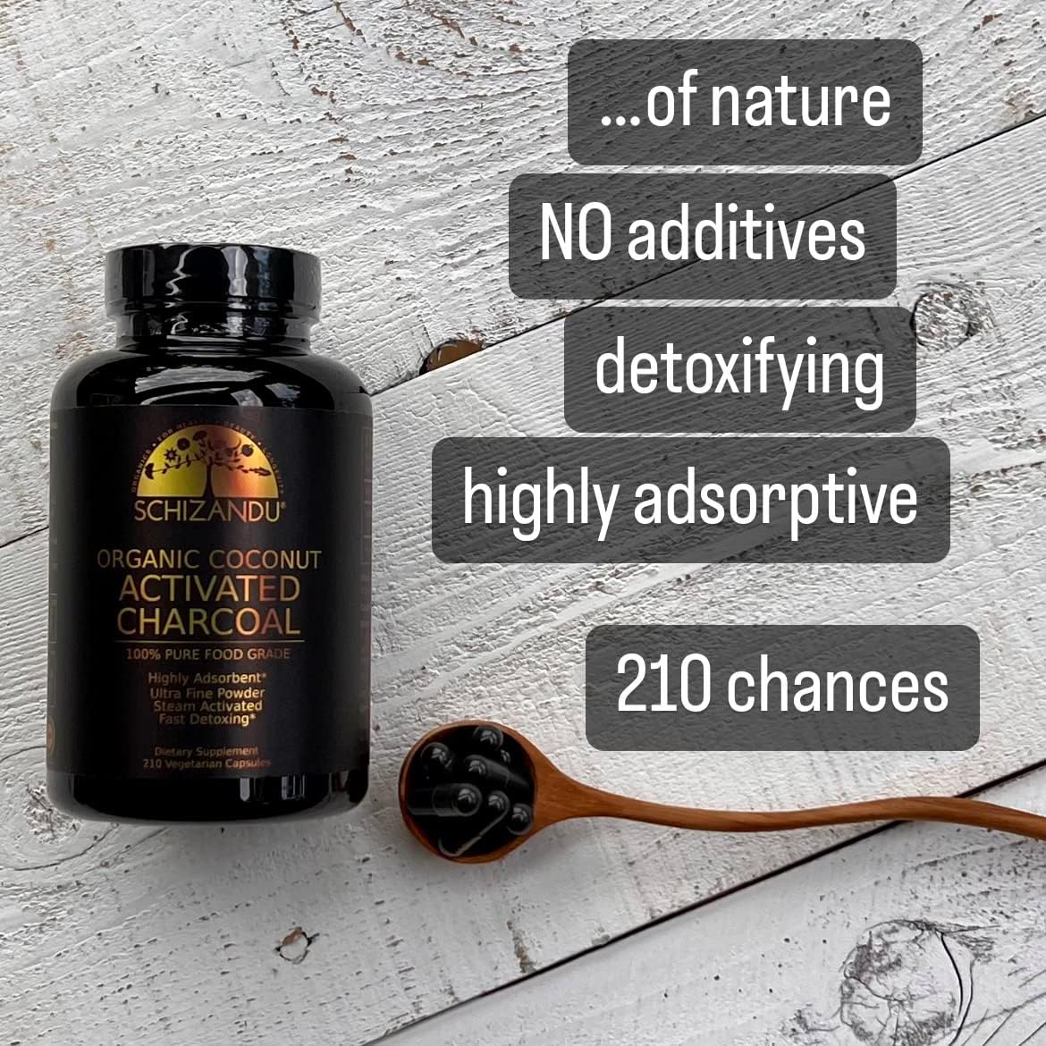 Schizandu Activated Coconut Charcoal 210 Capsulas