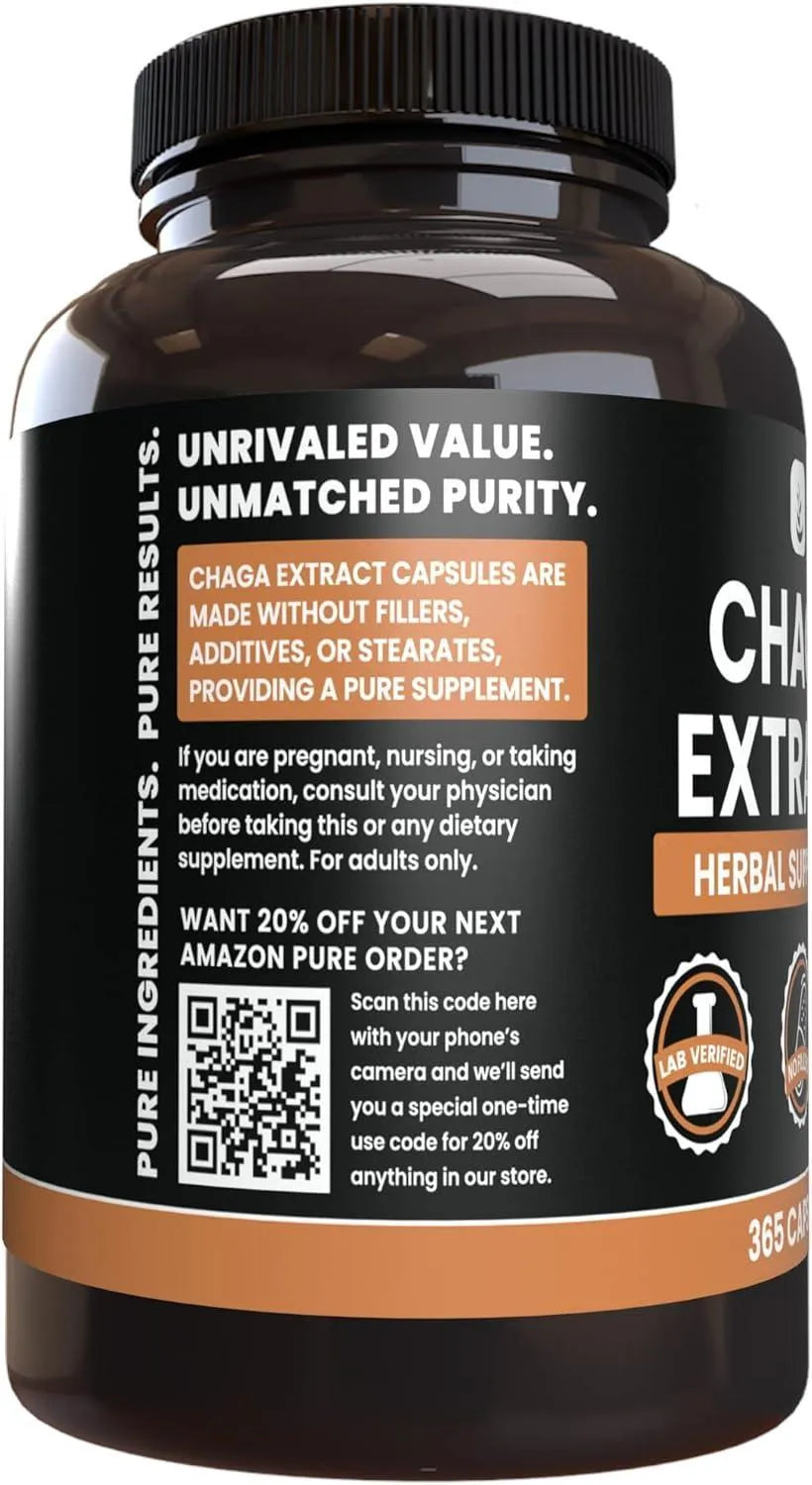 PURE ORIGINAL INGREDIENTS - PURE ORIGINAL INGREDIENTS Chaga Mushroom Extract 365 Capsulas - The Red Vitamin MX - Suplementos Alimenticios - {{ shop.shopifyCountryName }}