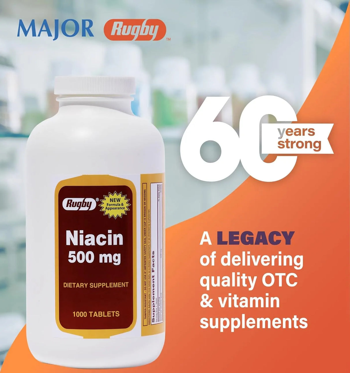 RUGBY LABORATORIES - Rugby Niacin 500Mg. 1000 Tabletas - The Red Vitamin MX - Suplementos Alimenticios - {{ shop.shopifyCountryName }}