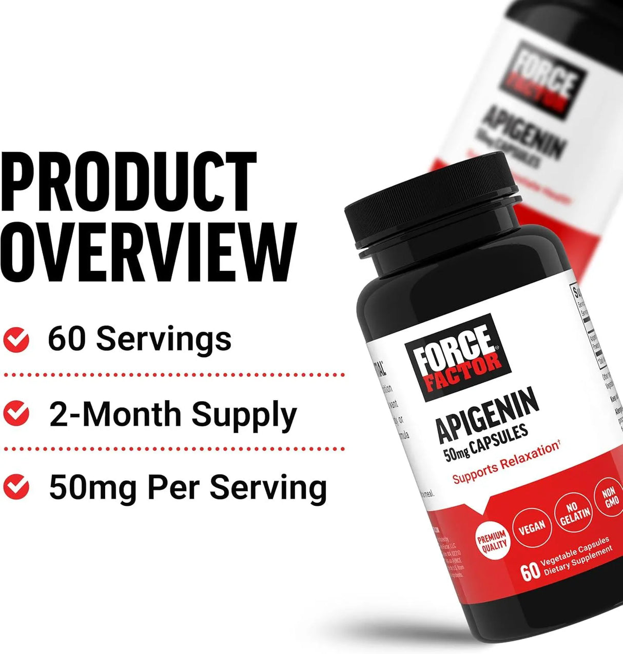 FORCE FACTOR - FORCE FACTOR Apigenin 60 Capsulas - The Red Vitamin MX - Suplementos Alimenticios - {{ shop.shopifyCountryName }}