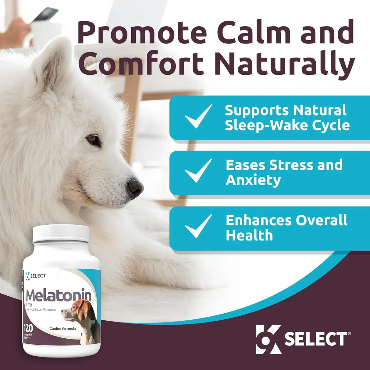 K9 SELECT - K9 Select Melatonin for Dogs Peanut Butter 6Mg. 120 Tabletas Masticables - The Red Vitamin MX - Relajantes Para Perros - {{ shop.shopifyCountryName }}