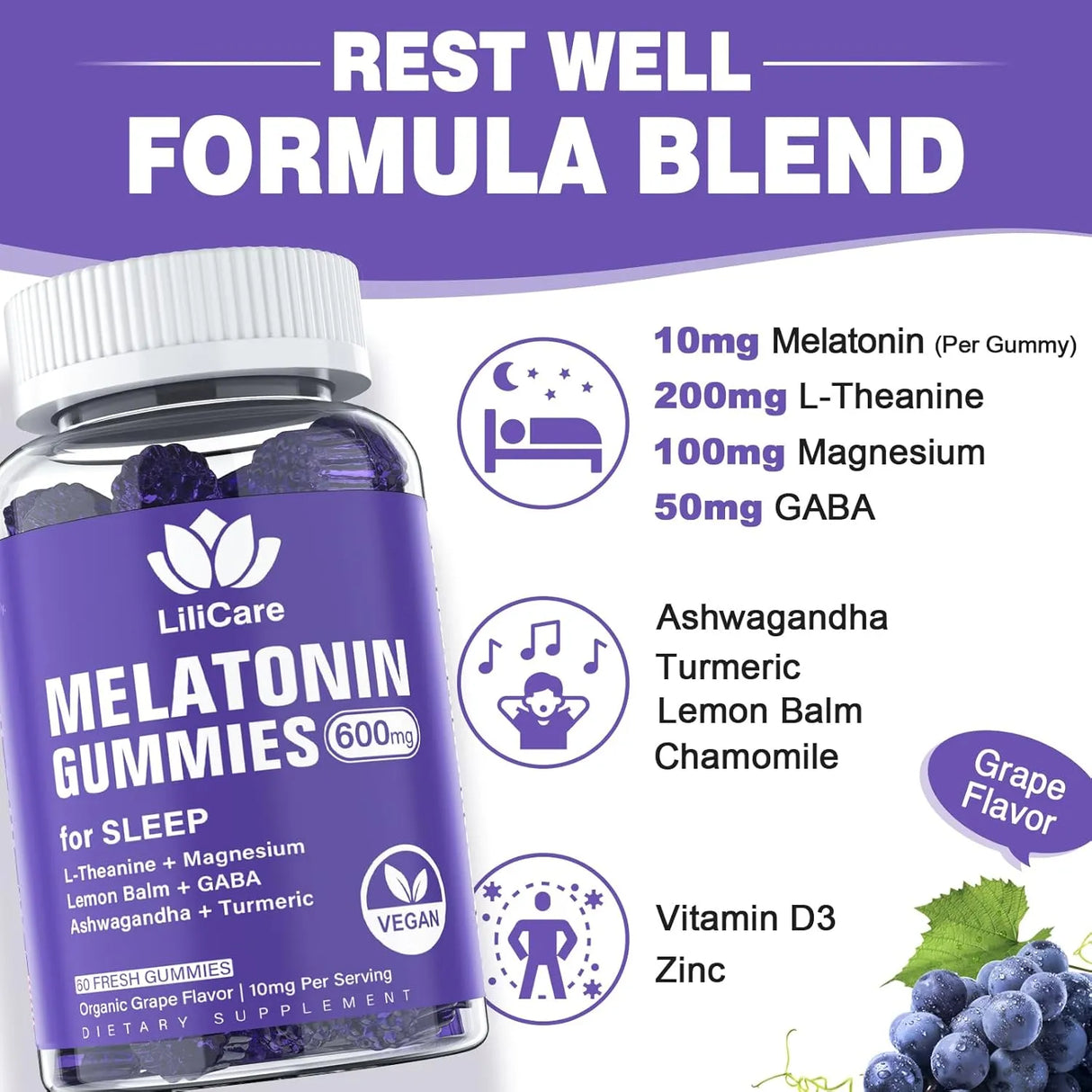 LILICARE - Lilicare Melatonin 10Mg. 60 Gomitas - The Red Vitamin MX - Suplementos Alimenticios - {{ shop.shopifyCountryName }}