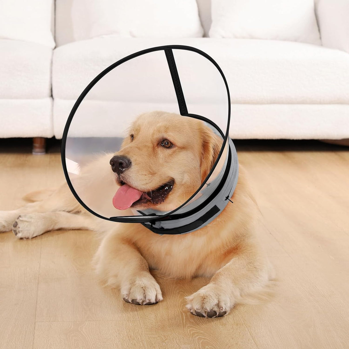 ICOYEA Sponge Core Dog Cone GRAY Size 4 Neck: 12.5"- 15.0"