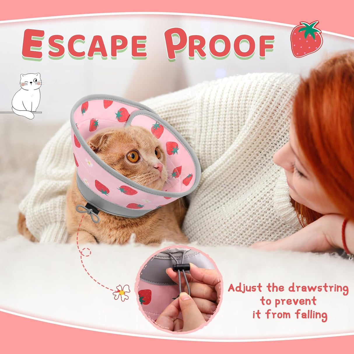 GoGoPaw Cat Cone Collar Soft to Stop Licking Adjustable Foldable PINK MEDIUM