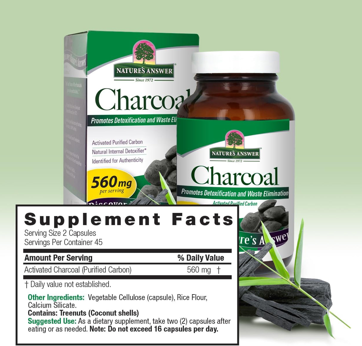 Nature's Answer Activated Charcoal 560Mg. 90 Capsulas