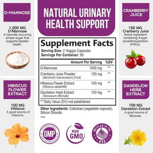 HEALTH NUTRITION NATURALS - Health Nutrition Naturals DMannose with Cranberry Extract 1350Mg. 180 Capsulas - The Red Vitamin MX - Suplementos Alimenticios - {{ shop.shopifyCountryName }}