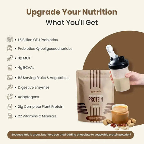 UPNOURISH - UpNourish Vegan Protein Powder Peanut Butter 15 Servicios 600Gr. - The Red Vitamin MX - Suplementos Alimenticios - {{ shop.shopifyCountryName }}