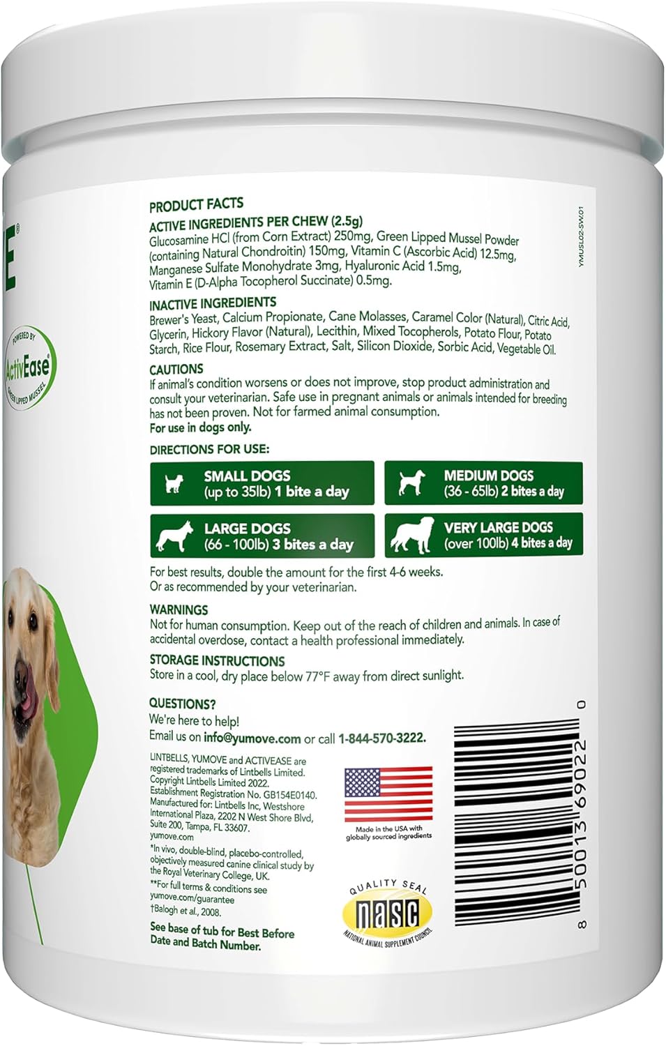 Yumove Dog Joint Supplement 300 Masticables