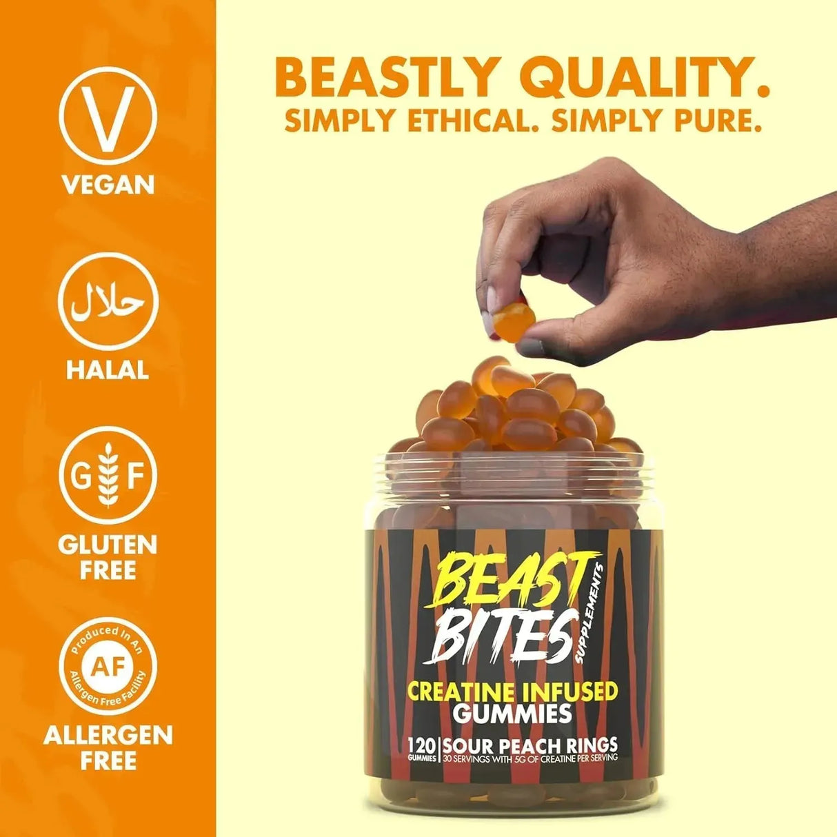 BEAST BITES - BEAST BITES Creatine Bites 5g Creatine Monohydrate Sour Peach 30 Gomitas - The Red Vitamin MX - Suplementos Alimenticios - {{ shop.shopifyCountryName }}