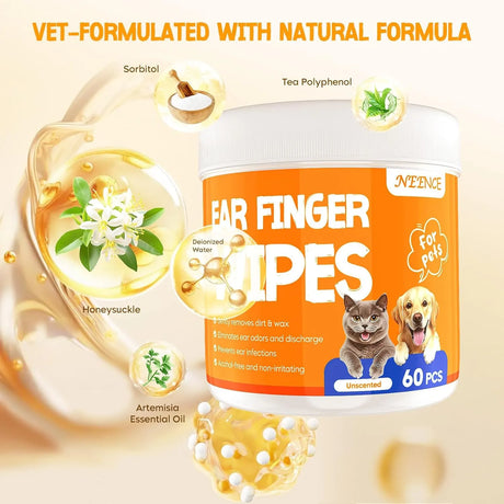 NEENCE - NEENCE Ear Finger Wipes for Dogs & Cats Unscented 60 Toallitas - The Red Vitamin MX - Cuidado Del Oído De Perros - {{ shop.shopifyCountryName }}