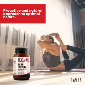 RAWYA Nutrition Tart Cherry Extract with Black Seed Powder 500Mg. 120 Capsulas