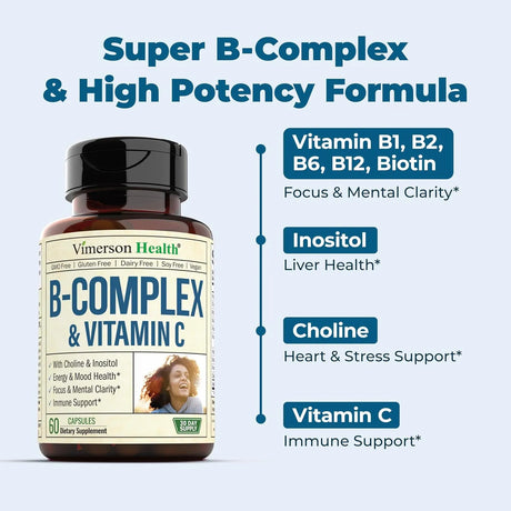 VIMERSON HEALTH - Vimerson Health Vitamin B Complex with Vitamin C 60 Capsulas - The Red Vitamin MX - Suplementos Alimenticios - {{ shop.shopifyCountryName }}