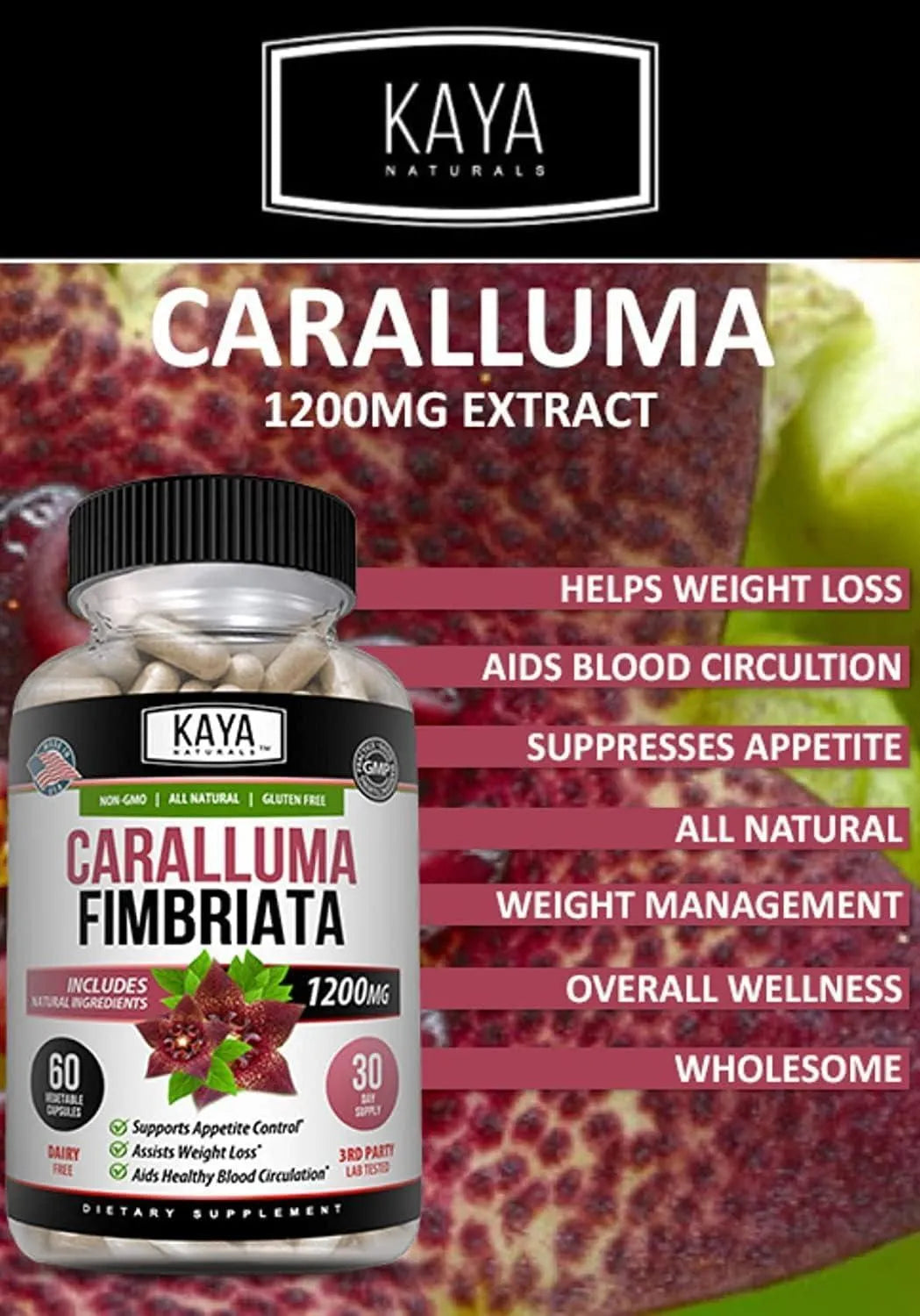 KAYA NATURALS - Kaya Naturals Caralluma Fimbriata 1200Mg. 30 Capsulas - The Red Vitamin MX - Suplementos Alimenticios - {{ shop.shopifyCountryName }}