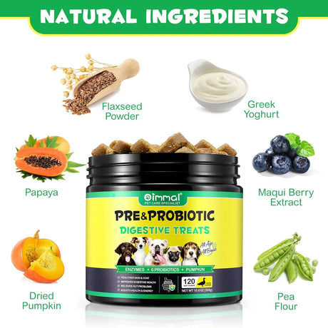 OIMMAL - Oimmal Probiotics for Dogs Digestive Health 120 Masticables - The Red Vitamin MX - Probióticos Para Perros - {{ shop.shopifyCountryName }}