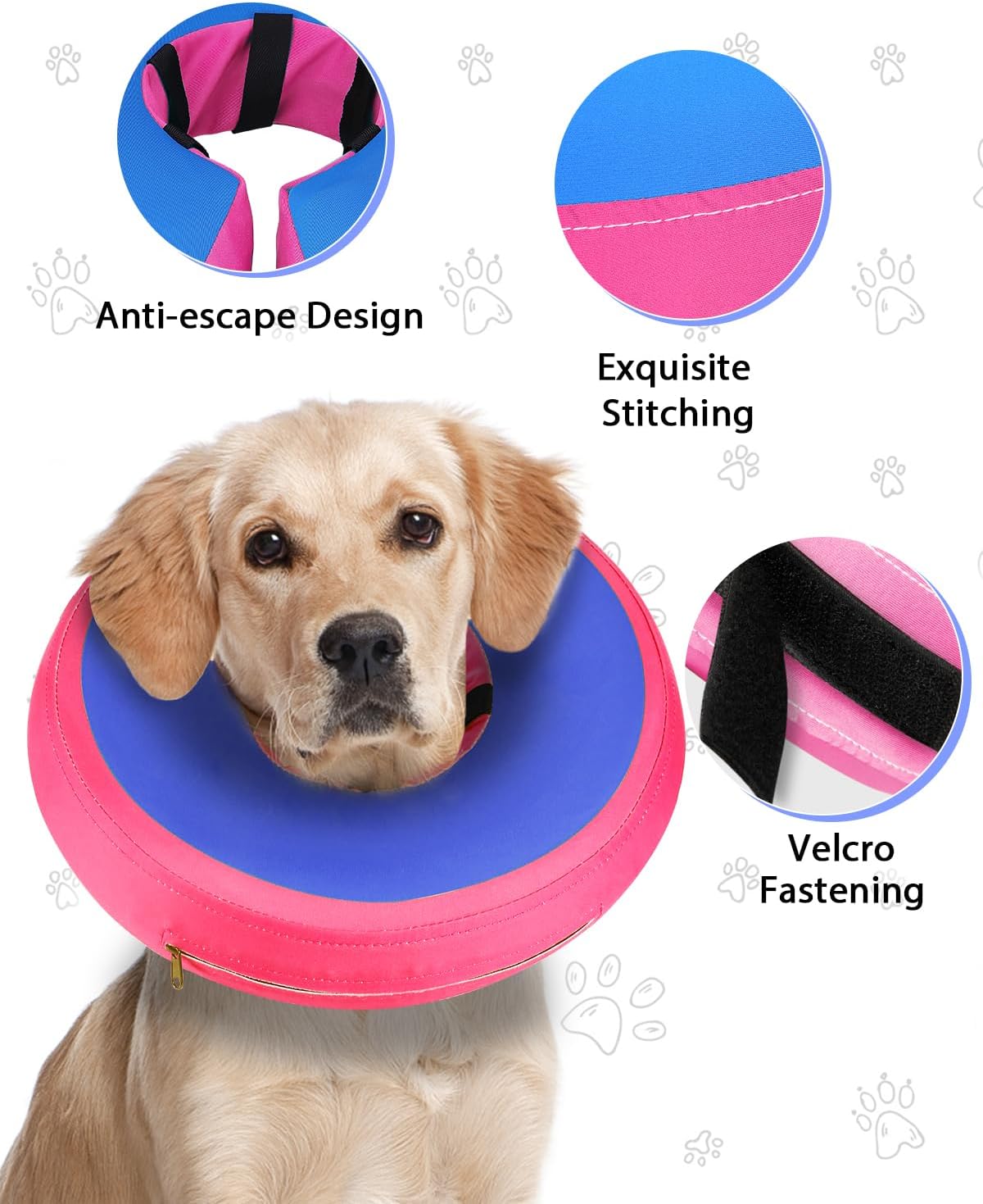 MIDOG Inflatable Dog Cone Collar PinkBlue XSMALL Neck 5"-8"