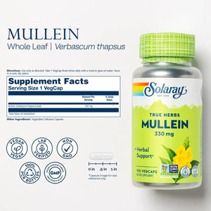 SOLARAY - SOLARAY Mullein Leaf 330Mg. 100 Capsulas - The Red Vitamin MX - Suplementos Alimenticios - {{ shop.shopifyCountryName }}