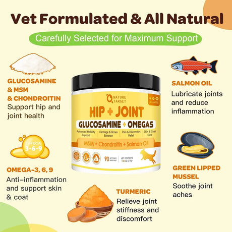 NATURE TARGET - NATURE TARGET Hip & Joint Glucosamine for Dogs 90 Servicios 270Gr. - The Red Vitamin MX - Cuidado De Cadera Y Articulaciones Para Perros - {{ shop.shopifyCountryName }}